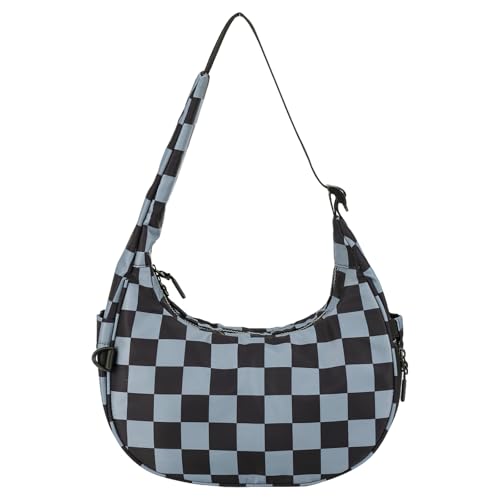 Schachbrett Retro Handtasche Casual Unterarmtasche Pendelumhängetasche (schwarz grau) von Generic