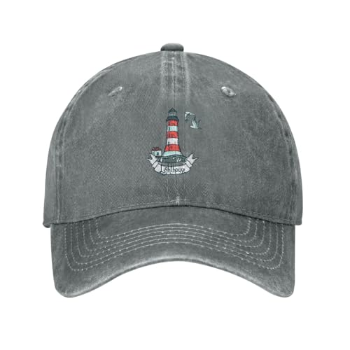 Schachtelhalm Kappe Leuchtturm Und Möwe Mütze Casual Baseball Cap Cool Baseballkappe Für Outdoor Running Reisen von Generic