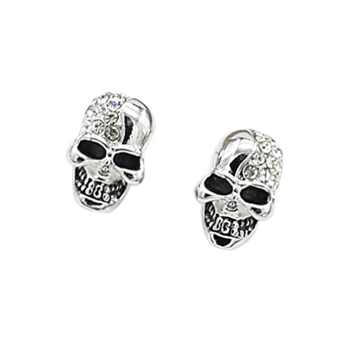 Schädel Ohrstecker, Damen Herren Kristalle Totenkopf Ohrringe Edelstahl Punk Gothic Skull Schmuck Karneval Halloween Zubehör, silber von Generic