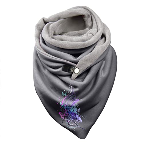 Schal Flauschig Schal-tuch Damen mit Knopf Soft Wrap Dreieckstuch Federdruck Vintage Schlupfschal Lässige Herbstschal Winterschal Bequem Weich Damenschals von Generic