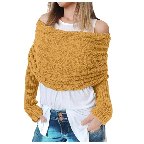 Schal Mit Ärmeln Strick Gestrickter Zopfmusterschal Gestrickter Umhang Multifunktionaler Schals Für Damen Zopfmuster Umhang Bolero Pulloverschal Mit Ärmeln Wickelpullover von Generic