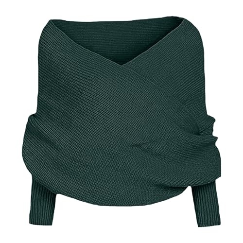 Schal mit Ärmeln, Schal mit Ärmeln Strick Multifunktionaler Ärmelschal Casual Einfarbig Wickelpullover Damen Winter Outdoor Sweater Scarf Wrap With Sleeves Gestrickter Schultertuch von Generic
