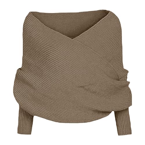 Schal mit Ärmeln, Schal mit Ärmeln Strick Multifunktionaler Ärmelschal Casual Einfarbig Wickelpullover Damen Winter Outdoor Sweater Scarf Wrap With Sleeves Gestrickter Schultertuch von Generic