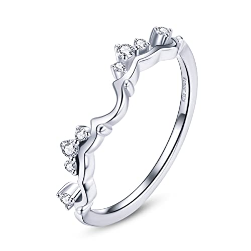 Schillernde Prinzessin 925 Sterling Silber Zirkon Spitze Saum Krone Ring für Frauen Hochzeit Fingerringe Schmuck von Generic