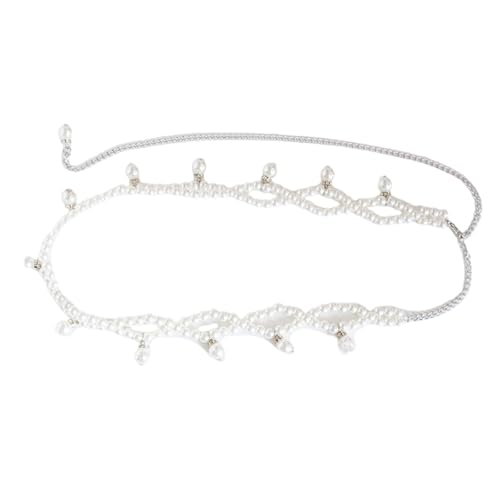 Schimmernde Taillenkette für weibliche Mode Perlen Hochzeitskette dekorative Kette Gürtel Party Bund Taille, 65-90cm, Kunststoff von Generic