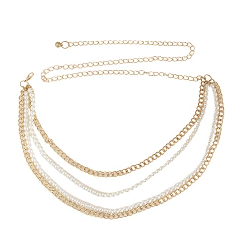 Schimmernde Taillenkette für weibliche Mode Perlen Hochzeitskette dekorative Kette Gürtel Party Bund Taille, 65-90cm, Kunststoff von Generic