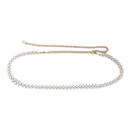 Schimmernde Taillenkette für weibliche Mode Perlen Hochzeitskette dekorative Kette Gürtel Party Bund Taille, 65-90cm, Kunststoff von Generic