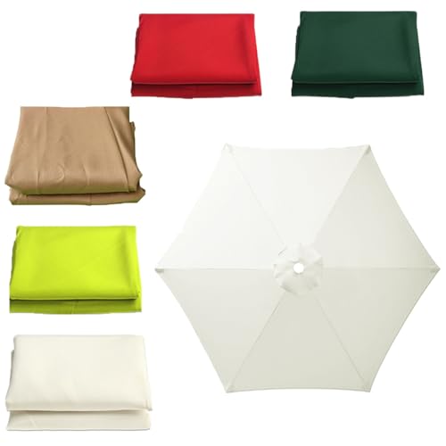 Schirm Baldachin Regenschirm Ersatz Stoff Replacement 6 Rib Parasol Canopy Wasserdicht UV-beständig Sonnenschirm-Ersatztuch Für Den Außenbereich(Weiss,6 ribs 300CM) von Generic