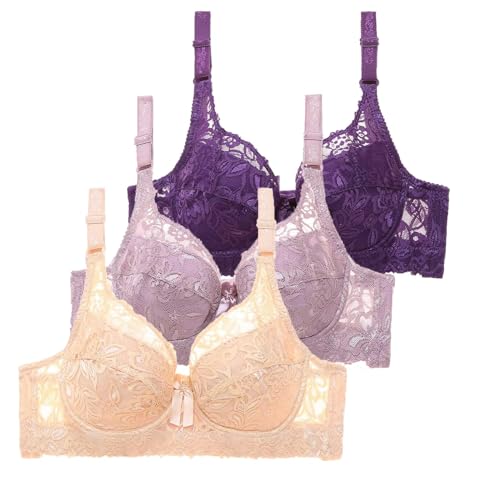 Schlaf BH für die Nacht DREI-Stück Damen BH-Set mit Bügeln – Sexy Unterstützung BHS (Purple, 90C) von Generic