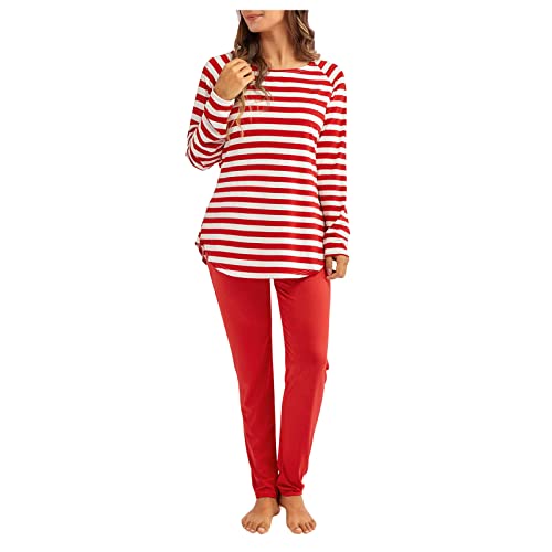Schlafanzug Damen Frottee Warm, Pyjama Set Damen Lang Baumwolle - Nachtwäsche Set Winter Zweiteiler Gestreift Oberteile + Schlafhose Hausanzug Große Größen Sleepwear Weich Loungewear Schlafanzug Damen Frottee Warm, Pyjama Set Damen Lang Baumwolle - Nachtwäsche Set Winter Zweiteiler Gestreift Oberteile + Schlafhose Hausanzug Große Größen Sleepwear Weich Loungewear von Generic