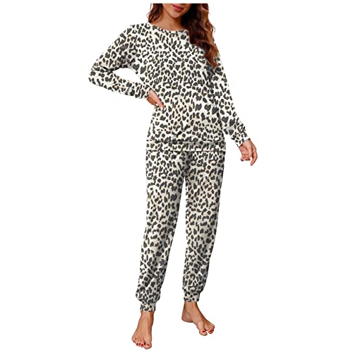 Schlafanzug Damen Lang - Nachtwäsche Damen Soft Zweiteiliger Langarm Shirt Und Pyjamahose Pyjama Set Kuschelige Für Frauen Mädchen Loungewear Homewear Pyjamas Schlafanzug Set von Generic