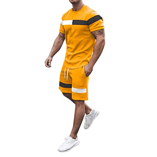 Schlafanzug Herren Kurz Pyjama Anzug Kordelzug Frühjahr Sommer Freizeit Sport Streifen Jogginghose Tether Shorts Anzüge Jogging-Sets Sportlicher Absorbierend Nähte Gestr von Generic