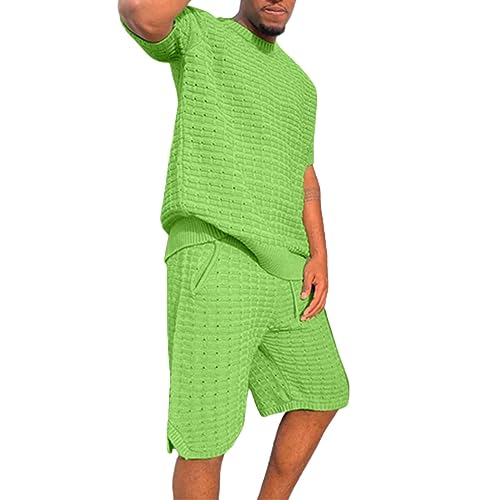 Schlafanzug Herren Kurz Pyjama Kragen Kurzarm Top Schlafanzug Herren Kurz Pyjama Kragen Kurzarm Top Bluse Frühjahr Sommer Freizeit Sport Bermuda Shorts Hose Sport Atmungsaktiv Jogging-Sets Sportliche von Generic