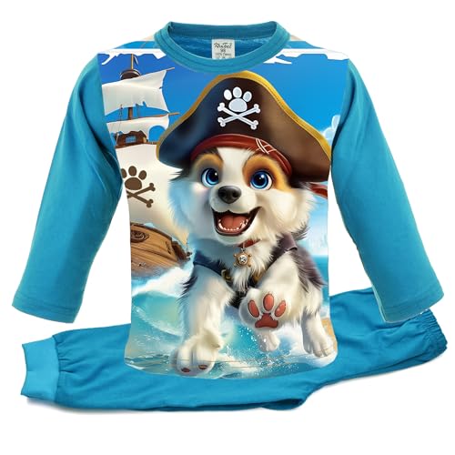 Generic Jungen Pyjamaset | 100% Baumwolle | Blau | Zweiteiliger Schlafanzug (DE/NL/SE/PL, Numerisch, 122, Regular, Pattern 1) von Generic
