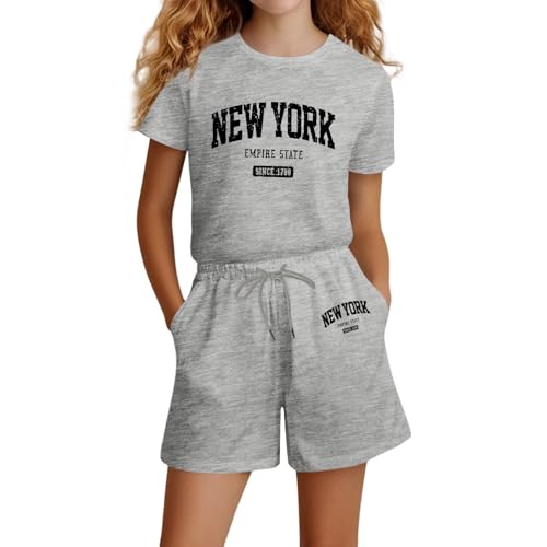 Schlafanzug Mädchen - Mädchen Kurz Pyjama Set mit Kragen & Knopfleiste Tops und Lange Hosen Bequem Atmungsaktiv Frühling Print Kurzarm Shorts Hausanzug von Generic