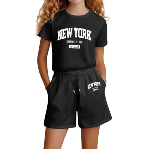 Schlafanzug Mädchen - Mädchen Kurz Pyjama Set mit Kragen & Knopfleiste Tops und Lange Hosen Bequem Atmungsaktiv Frühling Print Kurzarm Shorts Hausanzug von Generic