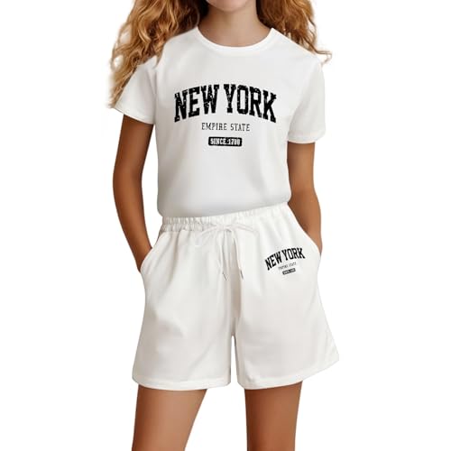 Schlafanzug Mädchen - Mädchen Kurz Pyjama Set mit Kragen & Knopfleiste Tops und Lange Hosen Bequem Atmungsaktiv Frühling Print Kurzarm Shorts Hausanzug von Generic