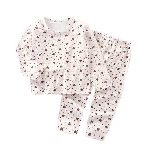 Schlafanzug Set für Kinder Druck Lange Ärmel Casual Nachtwäsche Süßer Gemusterter Pyjama Baumwolle Loungewear Set Lang Hauskleidung Zweiteiliger Schlafanzüge (Coffee, 4-5 Years) von Generic