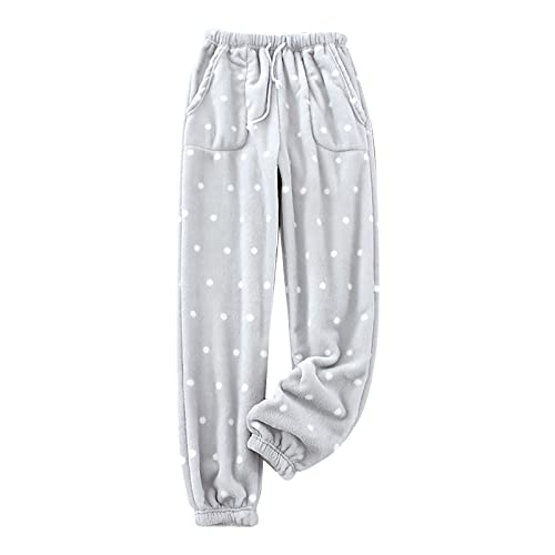Schlafanzughose Damen Lang Flauschig Plüsch Pyjamahose Thermo Flanell Pyjamahose Lässig Fleecehose Winter Warm Freizeithose Hausehose mit Taschen von Generic
