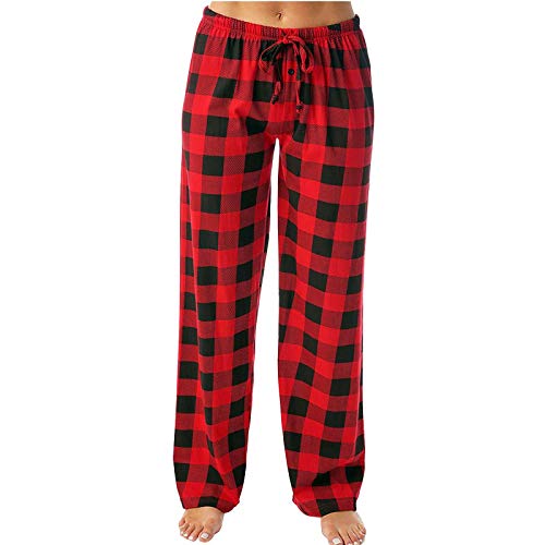 Schlafanzughose Herren Damen Lang Flanell Baumwolle Karierte Pyjamahose Winter Weich Nachtwäsche Hose Schlafhose Freizeithose mit Taschen von Generic