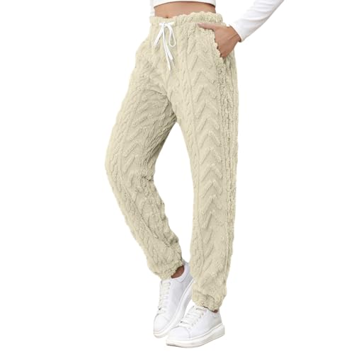 Schlafhose Damen Lang Baumwolle Flanell - Thermohose Herren Winter Gefüttert Outdoor - Jogginghose Lang Winter Fleece Yoga Sport Frühling Jogging Hose Casual Modern Warme Sweathose von Generic