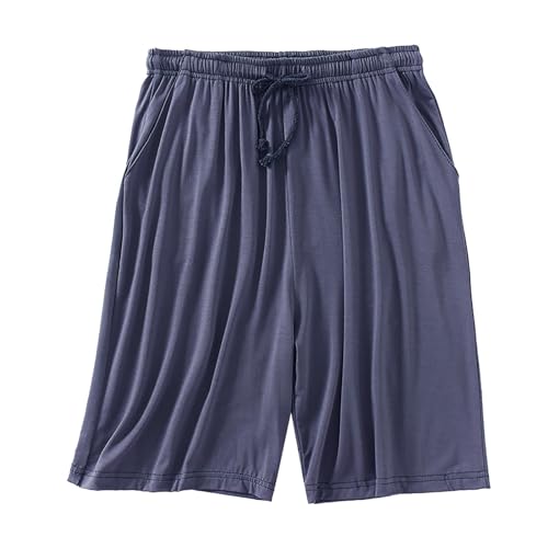 Schlafhose Herren Kurz Baumwolle - Schlafshorts Herren Kurz Baumwolle Große Größe, Pyjamahose Kurze Schlafanzughose Sommer Bermuda Shorts Dünn Sommerhose Baggy Nachtwäsche Strand Jogginghose von Generic
