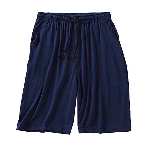 Schlafhose Herren Kurz Baumwolle - Schlafshorts Herren Kurz Baumwolle Große Größe, Pyjamahose Kurze Schlafanzughose Sommer Bermuda Shorts Dünn Sommerhose Baggy Nachtwäsche Strand Jogginghose von Generic