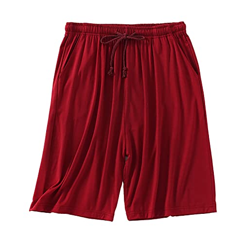 Schlafhose Herren Kurz Baumwolle - Schlafshorts Herren Kurz Baumwolle Große Größe, Pyjamahose Kurze Schlafanzughose Sommer Bermuda Shorts Dünn Sommerhose Baggy Nachtwäsche Strand Jogginghose von Generic