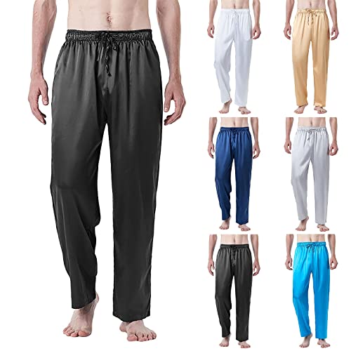 Schlafhosen Herren Lang XXL - Schlafanzug Hose Herren Lang - Schlafanzughose Lange Schwarz Loungehose Bottoms Mit Taschen Pyjamahose Nachtwäsche Freizeithose Warm Strandhose Schlaf Hose von Generic
