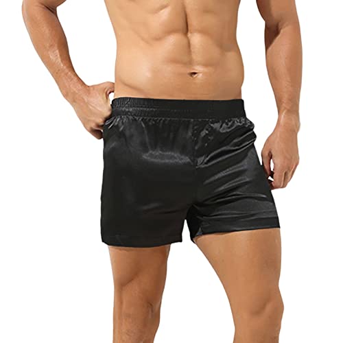 Schlafshorts Herren Kurz Satin - Schlafshorts Herren Seide - Glänzend Kurze Pyjamahose Bermuda Shorts Nachtwäsche Sommerhose Schlafanzughose Gummizug Schlafhose Weich Lounge Sommer Jogginghose von Generic
