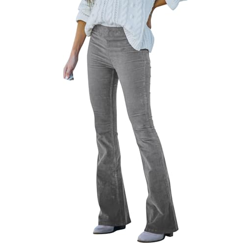 Schlaghose Damen Cordhose Slim Fit Stoffhose Flared Freizeithose Leggings Bootcut Hosen Freizeit Hose Casual Büro Anzughose Elegante Yogahose Jazzpants Sporthose Bootleg Frauen Einfarbig von Generic