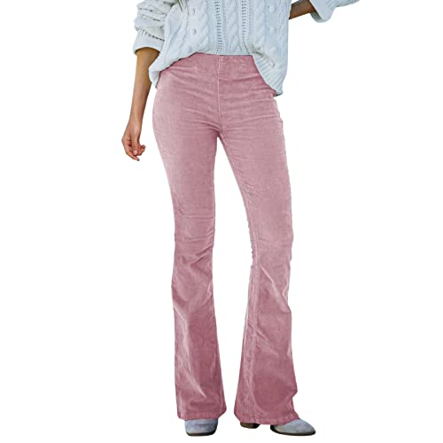 Schlaghose Damen Cordhose Slim Fit Stoffhose Flared Freizeithose Leggings Bootcut Hosen Freizeit Hose Casual Büro Anzughose Elegante Yogahose Jazzpants Sporthose Bootleg Frauen Einfarbig von Generic