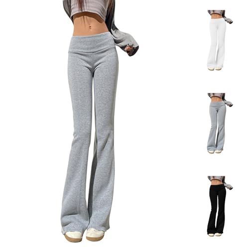 Schlaghose Damen Yogahose Casual Bootcut Jogginghose Schlaghosen Y2K Gym Sporthose Low Rise Fitness Blickdicht Haushose Hosen von Generic