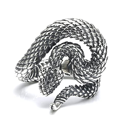 Schlangenring aus S925-Sterlingsilber für Herren, offener Schlangenring aus gotischem Vintage-Tier, Silber, 10 von Generic