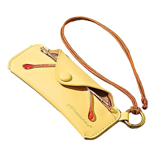Schlankes Brillenetui, PU-Leder, mit Handgelenkschlaufe, weiche Sonnenbrillentasche, Organizer für Brillengabel im Freien von Generic