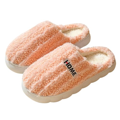 Schlappen Damen Winter Elegant Freizeitschuhe Memory Foam Slippers Paar Pantoffeln Leichte rutschfeste Plüschhausschuhe Weich Hüttenschuhe Liebespaar Pantoffeln Winter Warme Hausschuhe von Generic
