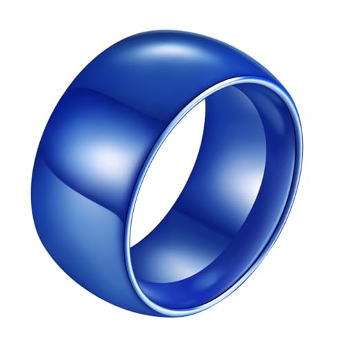 Schlichter, einzigartiger Keramik-Eheringe, 11 mm, hochglanzpoliert, eleganter weiß/blauer Modeschmuck für Damen und Herren von Generic