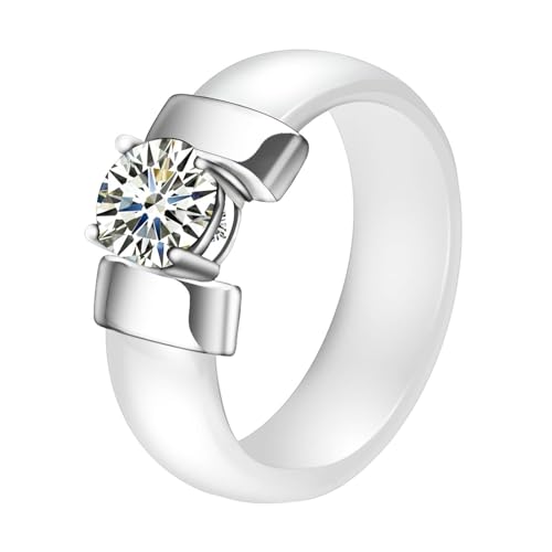 Schlichter, einzigartiger Keramikring mit Zirkonia, Schwarz/Weiß, Modeschmuck für Damen und Herren Schlichter, einzigartiger Keramikring mit Zirkonia, Schwarz/Weiß, Modeschmuck für Damen und Herren von Generic