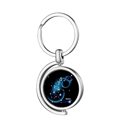 Schlüsselanhänger 2 Stück Sternbild Schlüsselanhänger Zubehör Kristallglas Tasche Dekoriert Metall Schlüsselanhänger Wassermann von Generic
