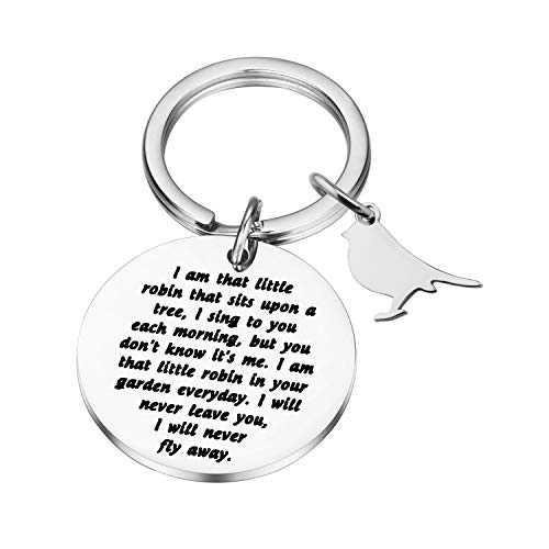 Schlüsselanhänger mit Rotkehlchen-Motiv, Gedenkgeschenk für den Verlust eines geliebten Menschen, Gedenkgeschenk "I Will Never Leave You I Will Never Fly Away", Trauer-Schlüsselanhänger, M, Edelstahl von Generic