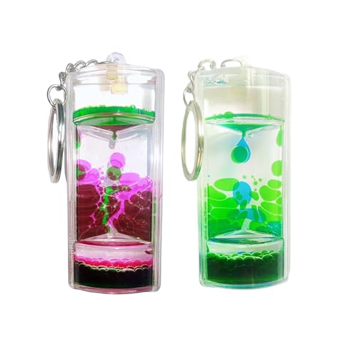 Schlüsselanhänger with Liquid Sanduhr, Creative Charm Keyrings Sensory Spielzeug Liquid Motion Bubble Fidget Toy Auto Keyring Rucksack Dekorationen Accessories for Kids and Adults (B-2pcs) von Generic