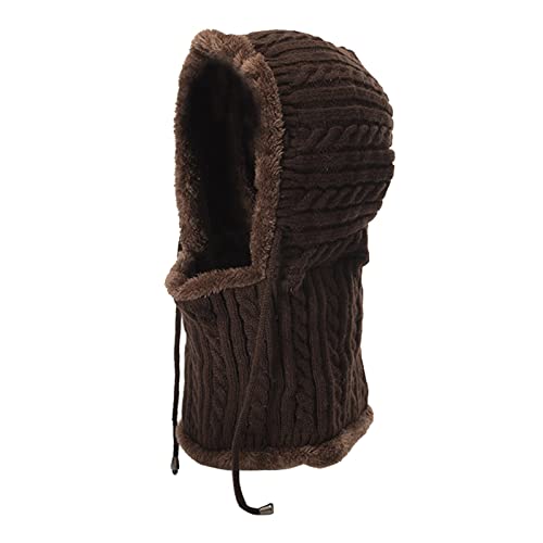 Schlupfmütze Damen Herren Sturmhaube Winddicht Schalmütze Fleece Gefüttert Wintermütze Warm Strickmütze Winter Strick Balaclava Mütze Kapuzen-Schal Gesichtshaube für Winter (Kaffee, One Size) von Generic