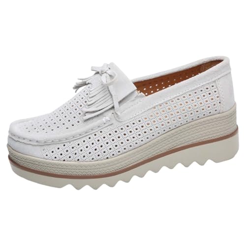 Schlupfschuhe Damen Dicker Plateau-Loafer Walkingschuhe Schleife Wildlederimitat Ausgehöhlt Breite Füße Vorne Geschlossen Trekkingschuhe Mit Fußbett rutschfeste Elegante Laufschuhe Reisen Schlupfschuhe Damen Dicker Plateau-Loafer Walkingschuhe Schleife Wildlederimitat Ausgehöhlt Breite Füße Vorne Geschlossen Trekkingschuhe Mit Fußbett rutschfeste Elegante Laufschuhe Reisen von Generic