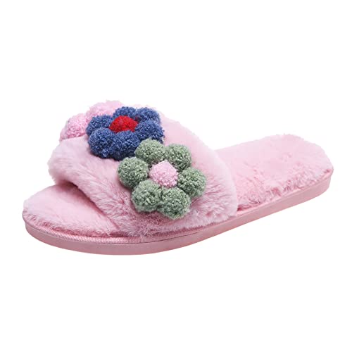 Schlupfschuhe Damen Offen, Hausschlappen Damen Weich Hausschuhe Winter Heimschuhe Rutschfest Hauspantoffeln Bequem Winterschuhe Slip On Baumwollhausschuhe Flach Haushaltsschuhe von Generic