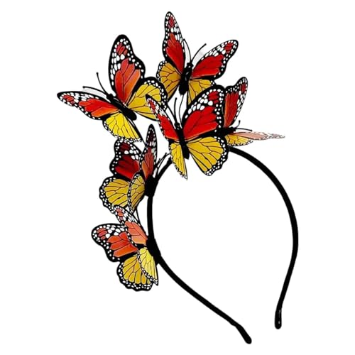 Schmetterling Haarreif, Schmetterling Kopfschmuck, Schmetterlings-Fascinator Stirnbänder, Schmetterling Haarschmuck, für Schmetterlings-Cosplay, Braut Schmetterling Stirnband (Gelb) von Generic