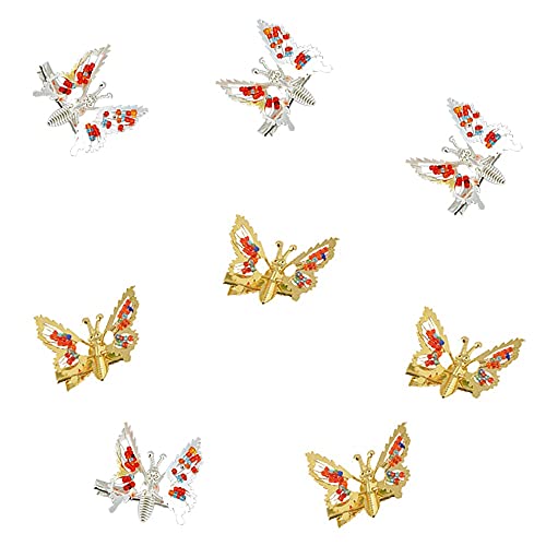 Schmetterling-Haarspangen, bewegliche Flügel, glitzernd, Schmetterling-Haarspange, kreative personalisierte Metall-Haarspangen, Geschenke für Frauen und Mädchen. (8 Stück (4 x Goldrot, 4 x Silberrot)) von Generic