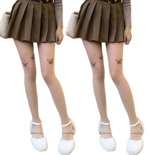 1 Paar Strümpfe Schmetterling Muster Damen Strumpfhose Mit Design Niedliche Strumpfhose Dünne Strümpfe/Schmetterlinge Weiße Strumpfhose/Einheitsgröße von Generic
