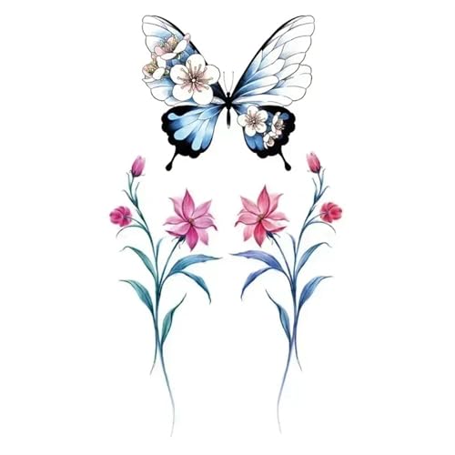 Schmetterling Temporäre Tattoos Wasserdicht Dauerhaft Bunte Schmetterling Arm Handgelenk Brust Körper Gefälschte Tatto Aufkleber for Frauen(4pcs) von Generic