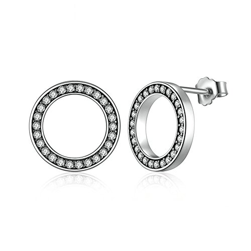 Schmuck,Für immer klar CZ 925 Sterling Silber Kreis Runde Ohrstecker mit CZ Schmuck GESCHENK Oorbellen Bijoux von Generic