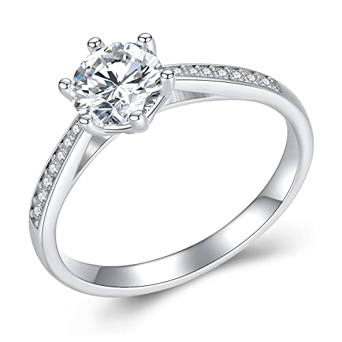 Schmuck,Moissanite-Verlobungsringe für Frauen aus massivem Sterlingsilber, runder Schliff, 3-Stein-Ring, 1,5 Karat D-Farbmoissanite-Ringe von Generic